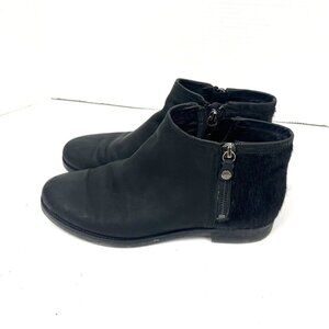 Geox Women's Black Leather Side Zipper Ankle Boots Fur Booties Sz 39.5 Capsule